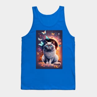 Cats And Butterflies In Space Tank Top